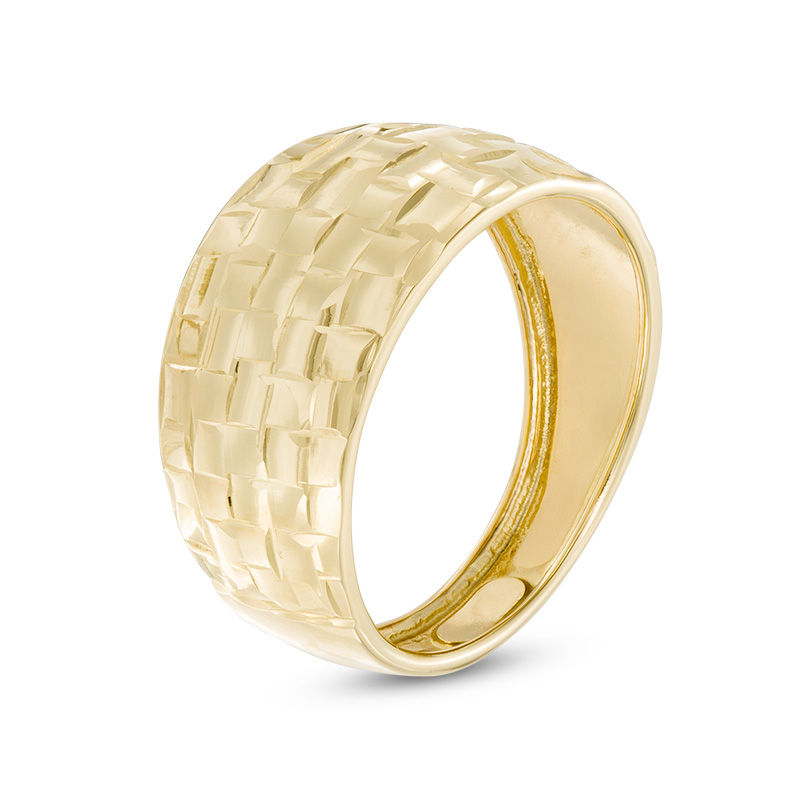 Diamond-Cut Basket Weave Dome Ring in 10K Gold