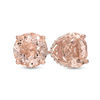 Thumbnail Image 1 of 8.0mm Morganite and 1/6 CT. T.W. Diamond Stud Earrings in 14K Rose Gold