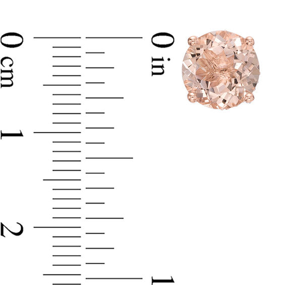 8.0mm Morganite and 1/6 CT. T.w. Diamond Stud Earrings in 14K Rose Gold