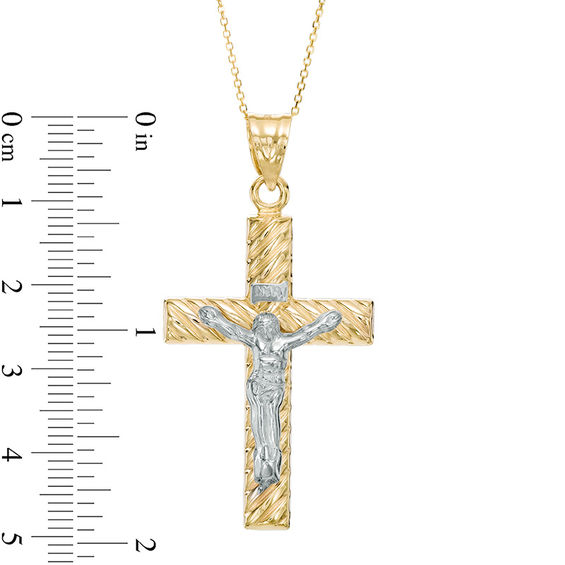 Men's Textured Crucifix in 10K Two-Tone Gold
