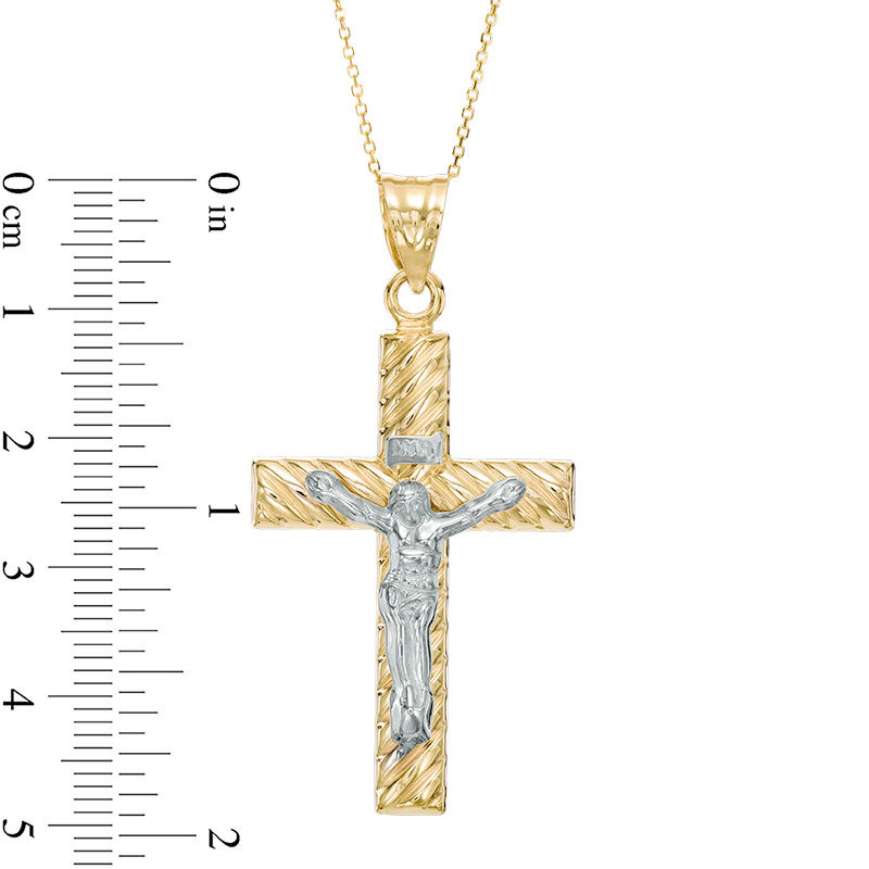 Men's Textured Crucifix in 10K Two-Tone Gold