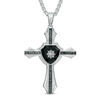 Thumbnail Image 1 of Men's Onyx and 1/3 CT. T.W. Black Diamond Cross with Shield Pendant in Sterling Silver - 24&quot;