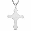 Thumbnail Image 2 of Men's Onyx and 1/3 CT. T.W. Black Diamond Cross with Shield Pendant in Sterling Silver - 24&quot;