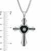Thumbnail Image 3 of Men's Onyx and 1/3 CT. T.W. Black Diamond Cross with Shield Pendant in Sterling Silver - 24&quot;