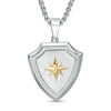 Thumbnail Image 1 of Men's 1/2 CT. T.W. Diamond Shield Pendant in Stainless Steel and 10K Gold - 24"
