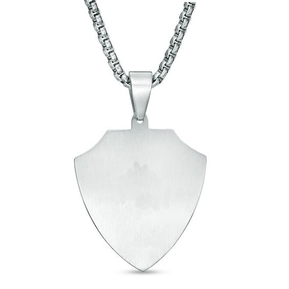 Men's 1/2 CT. T.w. Diamond Shield Pendant in Stainless Steel and 10K Gold - 24"