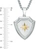 Thumbnail Image 3 of Men's 1/2 CT. T.W. Diamond Shield Pendant in Stainless Steel and 10K Gold - 24"