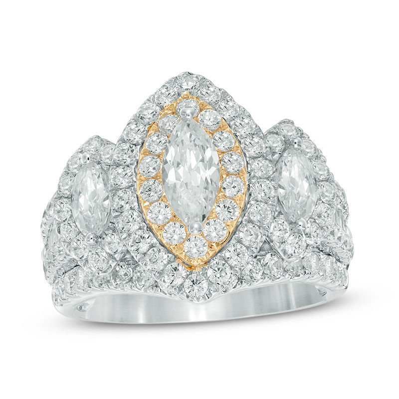 Main Image 1 of 3 CT. T.W. Marquise Diamond Past Present Future® Ring in 14K Two-Tone Gold