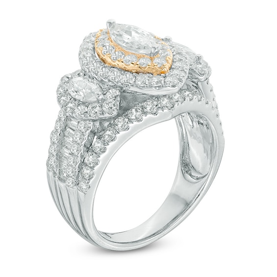 3 CT. T.w. Marquise Diamond Past Present FutureÂ® Ring in 14K Two-Tone Gold