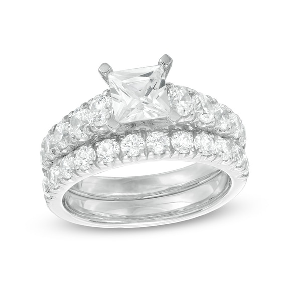 3 CT. T.w. Princess-Cut Diamond Bridal Set in 14K White Gold