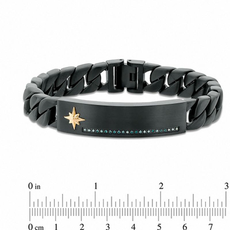 Main Image 3 of 1/6 CT. T.W. Enhanced Blue Diamond Bracelet in Stainless Steel with Black IP and 10K Gold - 8.5"
