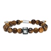 Thumbnail Image 1 of Men's 10.5mm Tiger's Eye and Diamond Accent Compass Star Bead Bracelet in Sterling Silver - 10.5"