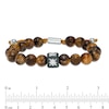 Thumbnail Image 2 of Men's 10.5mm Tiger's Eye and Diamond Accent Compass Star Bead Bracelet in Sterling Silver - 10.5"