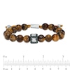 Thumbnail Image 1 of Men's 10.5mm Tiger's Eye and Diamond Accent Compass Star Bead Bracelet in Sterling Silver - 10.5"