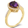 Pear-Shaped Amethyst and 1/3 CT. T.W. Diamond Frame Ring in 10K Gold
