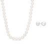 Thumbnail Image 1 of Vera Wang Love Collection Akoya Cultured Pearl and 1/6 CT. T.W. Diamond Necklace and Earrings Set in 14K White Gold