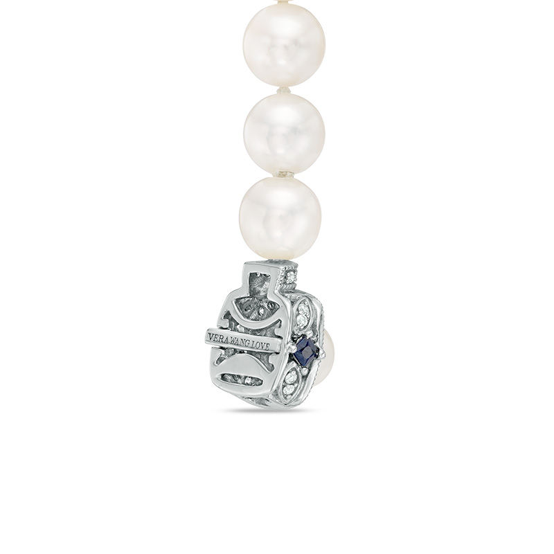 Main Image 3 of Vera Wang Love Collection Akoya Cultured Pearl and 1/6 CT. T.W. Diamond Necklace and Earrings Set in 14K White Gold