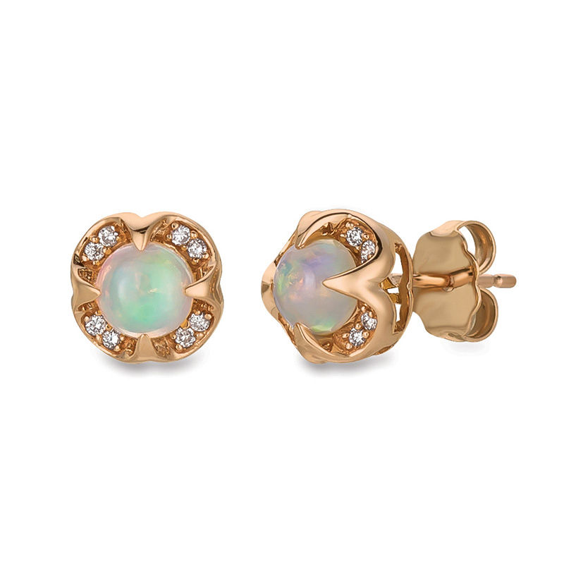 Le Vian Neopolitan Opal And Diamond Accent Vintage Style Stud Le Vian Neopolitan Opal And Diamond Accent Vintage Style Stud Earrings In 14k