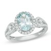 Thumbnail Image 1 of Oval Aquamarine and 1/3 CT. T.W. Diamond Frame Ring in 14K White Gold