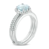 Thumbnail Image 1 of 7.0mm Aquamarine and 3/8 CT. T.W. Diamond Frame Bridal Set in 14K White Gold