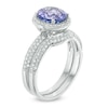 Thumbnail Image 1 of 8.0mm Tanzanite and 5/8 CT. T.W. Diamond Frame Bridal Set in 14K White Gold