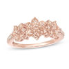 Thumbnail Image 1 of Morganite and Diamond Accent Triple Flower Ring in 10K Rose Gold