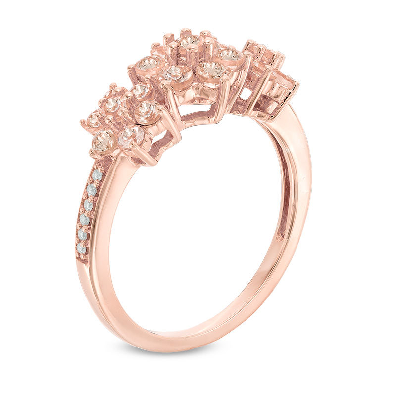 Morganite and Diamond Accent Triple Flower Ring in 10K Rose Gold