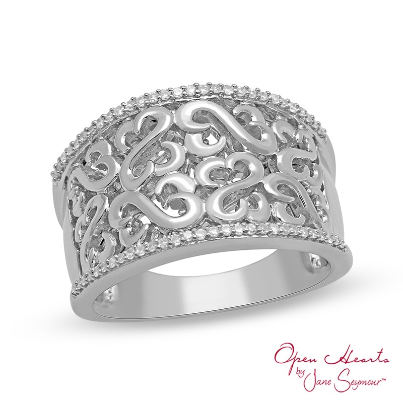 Open Hearts by Jane Seymour™ 1/6 CT. T.W. Diamond Fashion Ring in Sterling Silver