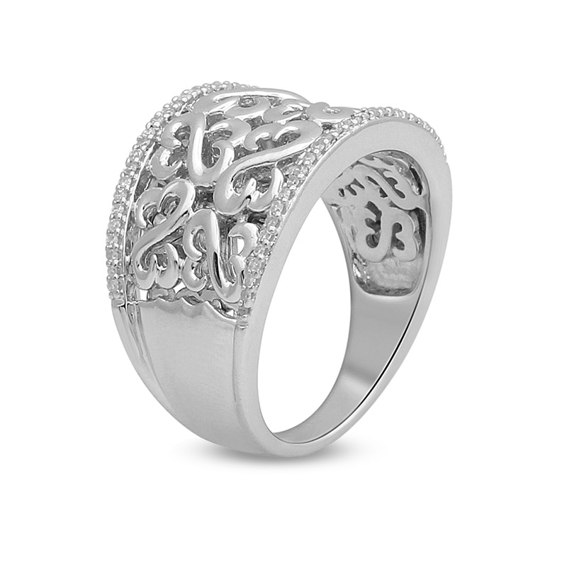 Main Image 2 of Open Hearts by Jane Seymour™ 1/6 CT. T.W. Diamond Fashion Ring in Sterling Silver
