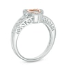 Thumbnail Image 1 of Open Hearts by Jane Seymour™ 1/15 CT. T.W. Diamond Double Heart Ring in Sterling Silver and 10K Rose Gold