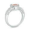 Thumbnail Image 2 of Open Hearts by Jane Seymour™ 1/15 CT. T.W. Diamond Double Heart Ring in Sterling Silver and 10K Rose Gold
