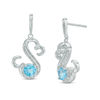 Thumbnail Image 0 of Open Hearts by Jane Seymour™ 5.0mm Blue Topaz and 1/20 CT. T.W. Diamond Drop Earrings in Sterling Silver
