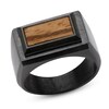 Thumbnail Image 0 of Men's 11.5mm Brushed Black IP Stainless Steel Ring with Zebrawood Inlay