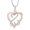 Thumbnail Image 0 of Open Hearts by Jane Seymour™ 1/15 CT. T.W. Diamond Interlocking Pendant in Sterling Silver and 10K Rose Gold