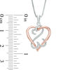 Thumbnail Image 1 of Open Hearts by Jane Seymour™ 1/15 CT. T.W. Diamond Interlocking Pendant in Sterling Silver and 10K Rose Gold