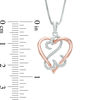 Thumbnail Image 2 of Open Hearts by Jane Seymour™ 1/15 CT. T.W. Diamond Interlocking Pendant in Sterling Silver and 10K Rose Gold