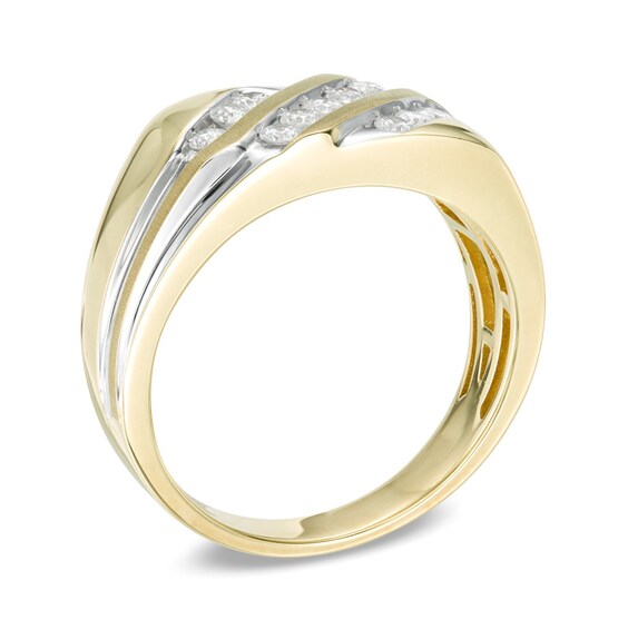 1/2 CT. T.w. Diamond Three Row Slant Band in 10K Gold