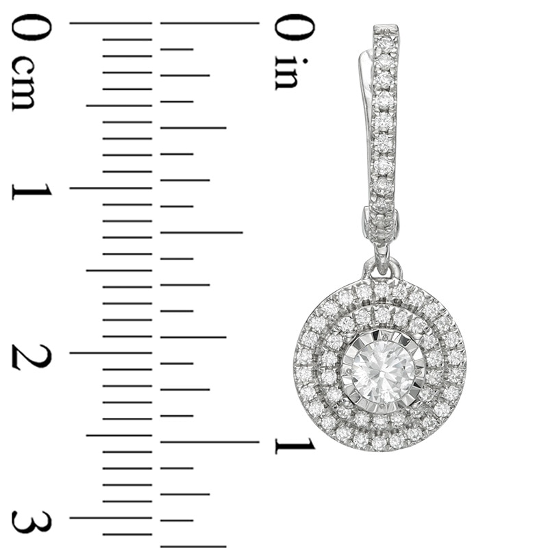 Main Image 2 of 1/2 CT. T.W. Diamond Double Frame Drop Earrings in 10K White Gold