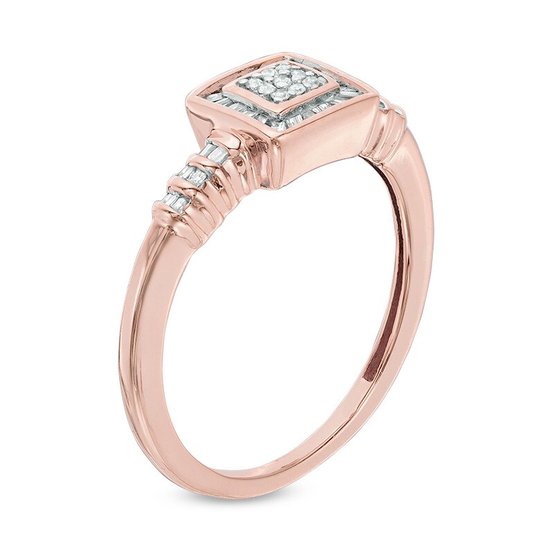 1/4 CT. T.W. Composite Diamond Square Frame Ring in 10K Rose Gold