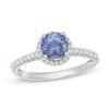 Thumbnail Image 1 of 6.0mm Tanzanite and 1/5 CT. T.W. Diamond Frame Engagement Ring in 14K White Gold