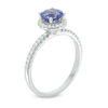 Thumbnail Image 2 of 6.0mm Tanzanite and 1/5 CT. T.W. Diamond Frame Engagement Ring in 14K White Gold