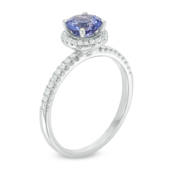 6.0mm Tanzanite and 1/5 CT. T.w. Diamond Frame Engagement Ring in 14K White Gold