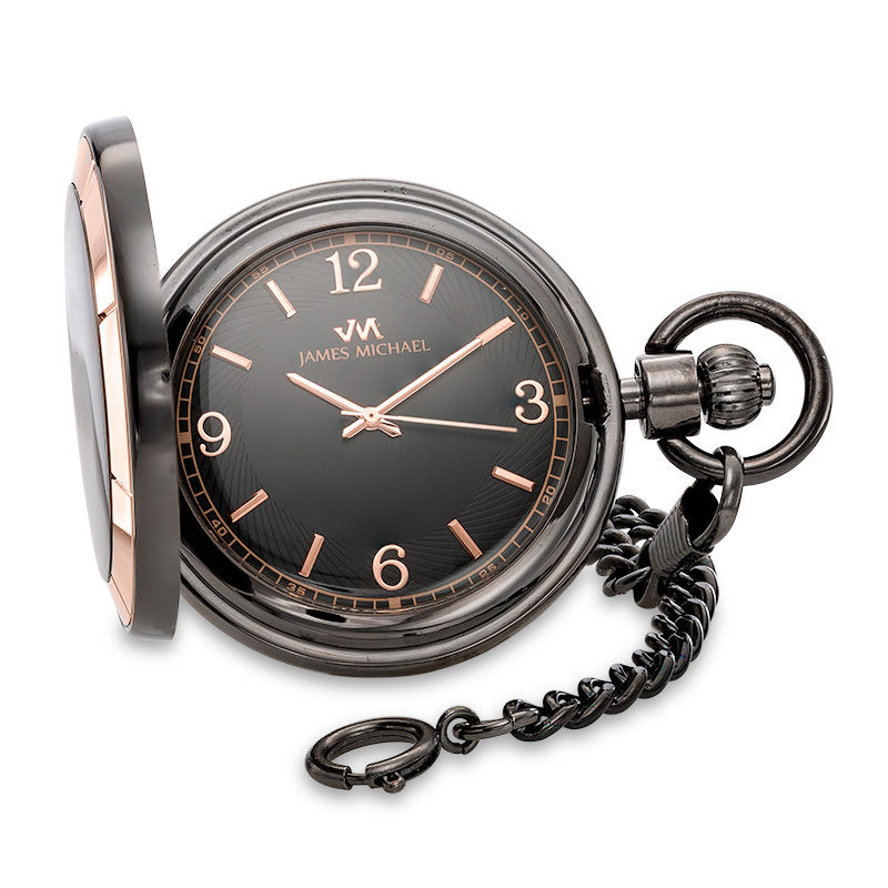 Men's James Michael Two-Tone Pocket Watch with Black Dial (Model: PDA181029B)
