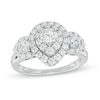 Thumbnail Image 1 of 1-1/2 CT. T. W. Diamond Past Present Future® Pear-Shape Frame Ring in 14K White Gold