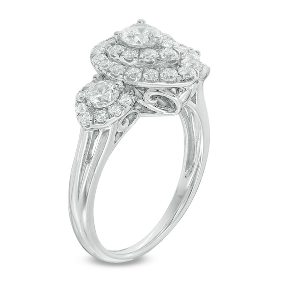 1-1/2 CT. T. W. Diamond Past Present FutureÂ® Pear-Shape Frame Ring in 14K White Gold