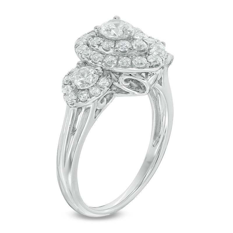 Main Image 2 of 1-1/2 CT. T. W. Diamond Past Present Future® Pear-Shape Frame Ring in 14K White Gold