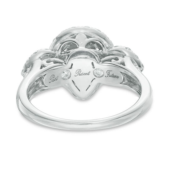 1-1/2 CT. T. W. Diamond Past Present FutureÂ® Pear-Shape Frame Ring in 14K White Gold