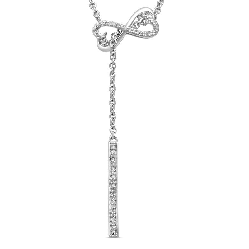 Main Image 1 of Open Hearts by Jane Seymour™ 1/10 CT. T.W. Diamond Lariat Necklace in Sterling Silver - 19"