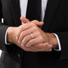 Thumbnail Image 2 of Men's 1/5 CT. T.W. Diamond Groove Wedding Band in 14K White Gold