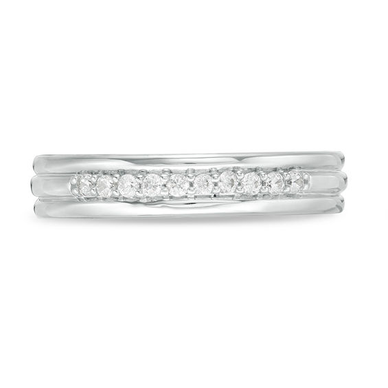 1/5 CT. T.w. Diamond Groove Wedding Band in 14K White Gold